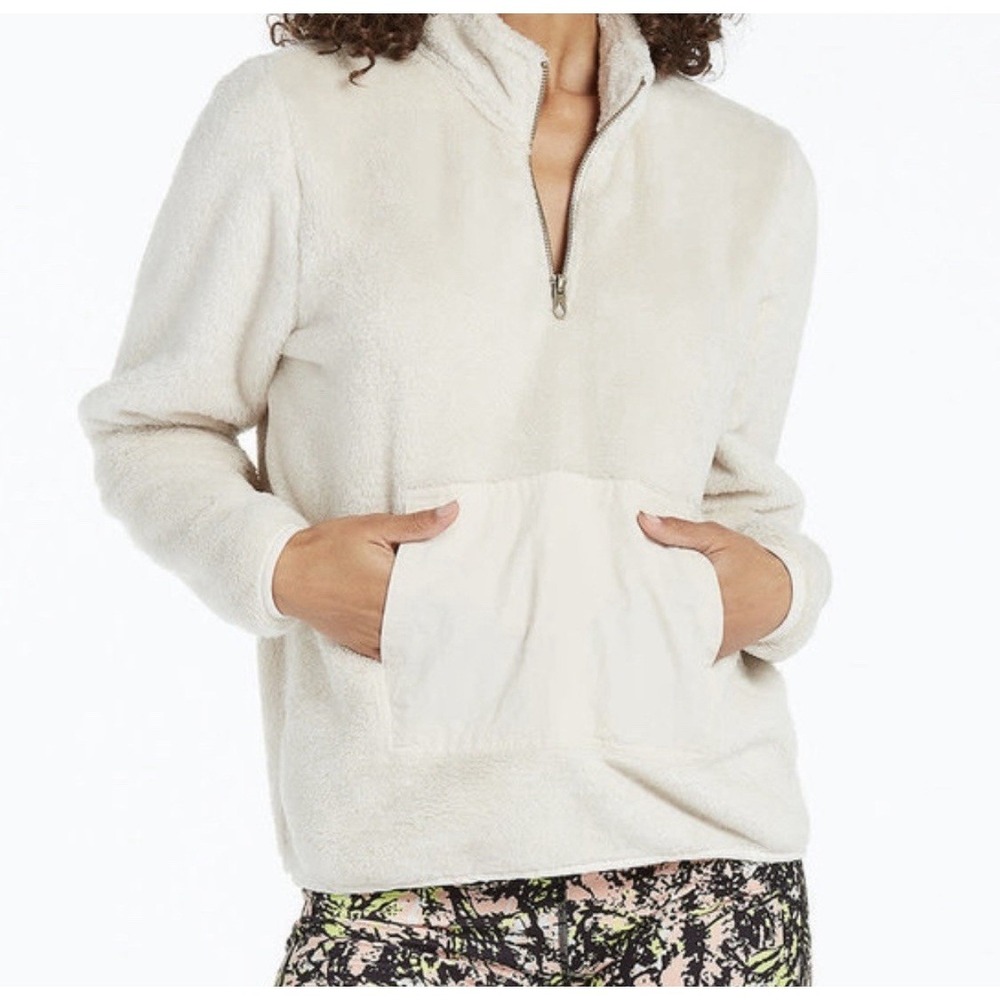 Volcom Women's Pheelin Phuzzy Mock Neck Quarter Zip Sz XS Beige Pullover Skater